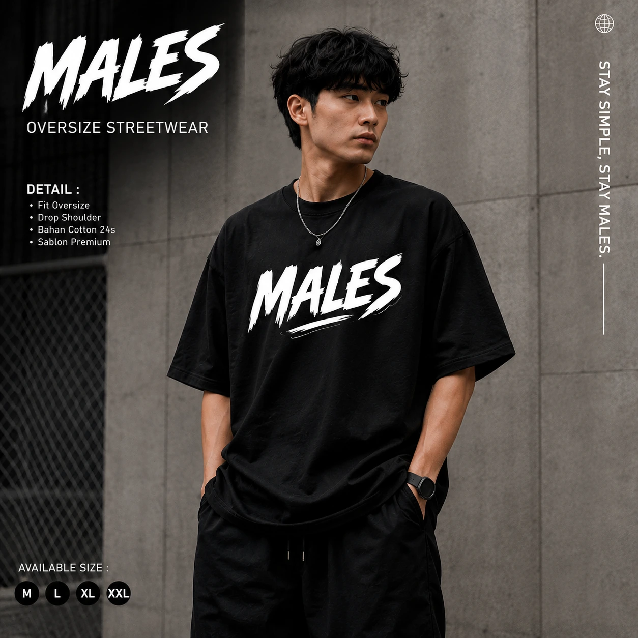 MALES Oversize Tee Black